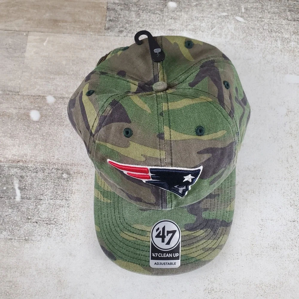 '47 New England Patriots Clean Up Camo Adjustable Hat Dad Cap Strapback